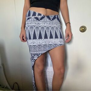 Asymmetrical Navy and White Skirt